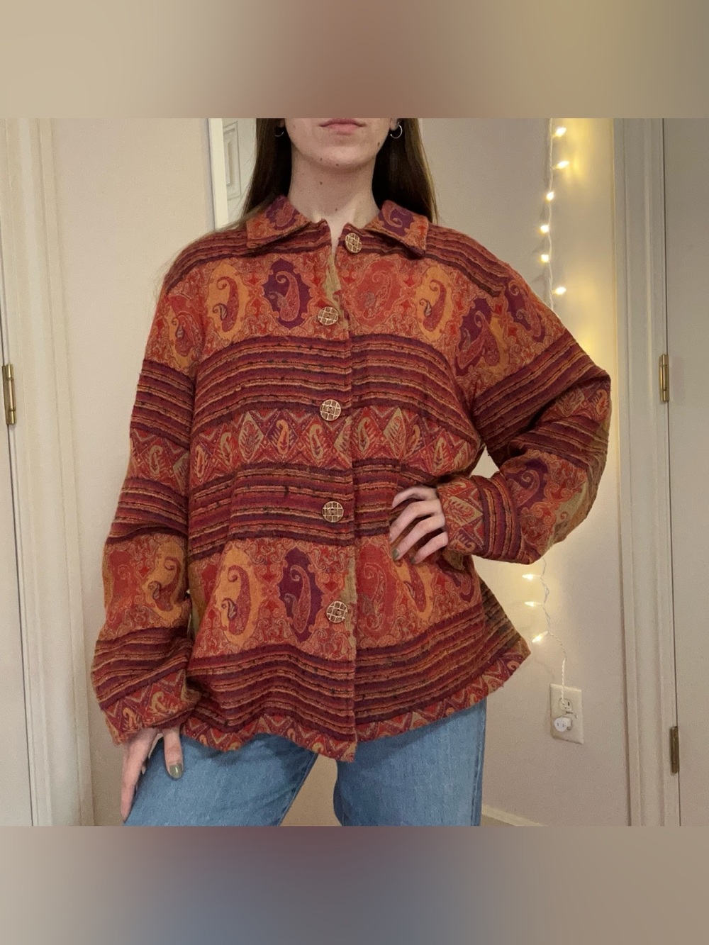Paisley Print Button Up Jacket